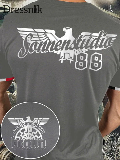 Männer Auch ohne Sonne Braun 88 bedrucktes Kurzarm-T-Shirt Grau / S