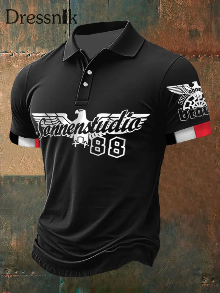 Männer Auch ohne Sonne Braun 88 Kurzarm Polo-Shirt Schwarz / S