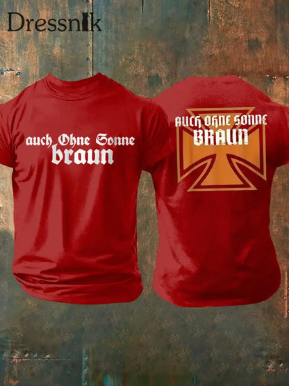 Männer Auch ohne Sonne braun bedrucktes Kurzarm-T-Shirt Rot / S