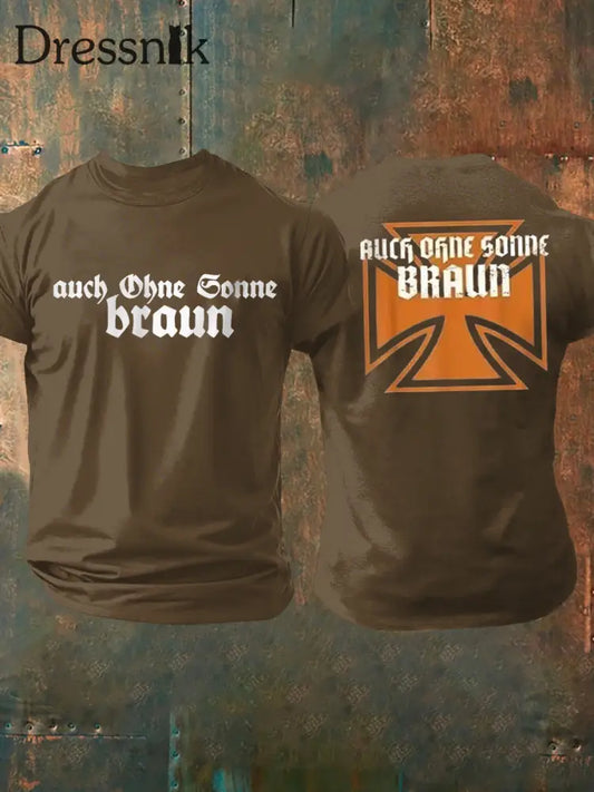 Männer Auch ohne Sonne braun bedrucktes Kurzarm-T-Shirt Braun / S