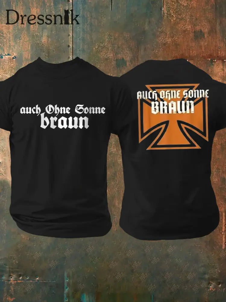 Männer Auch ohne Sonne braun bedrucktes Kurzarm-T-Shirt Schwarz / S