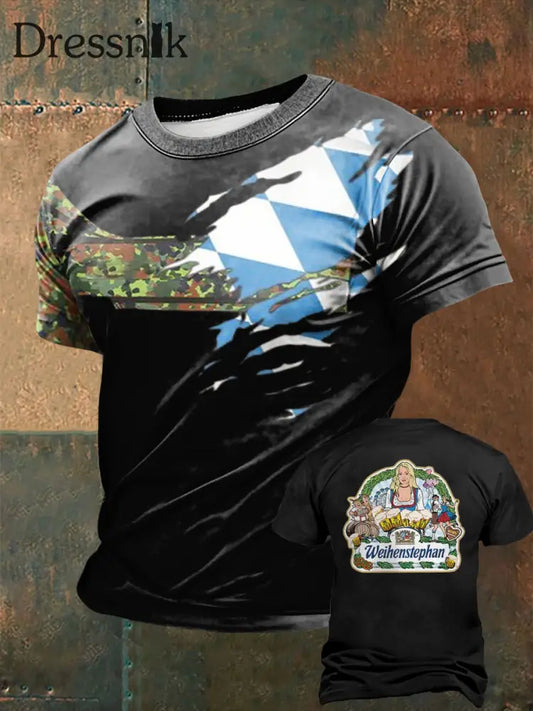 Männer Bavaria bedrucktes Kurzarm-T-Shirt Schwarz / S
