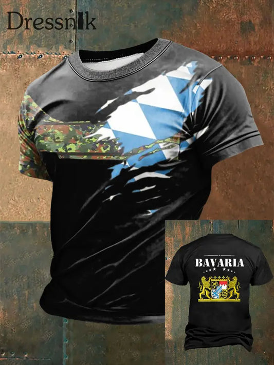 Männer Bavaria bedrucktes Kurzarm-T-Shirt Schwarz / S