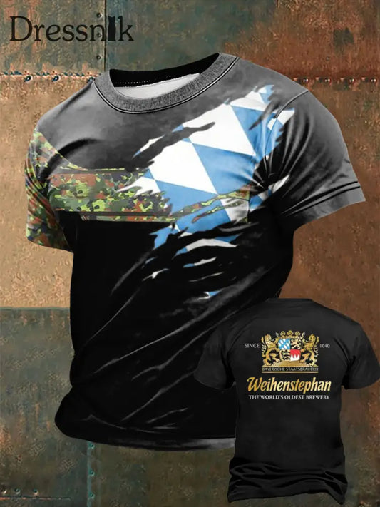 Männer Bavaria bedrucktes Kurzarm-T-Shirt Schwarz / S