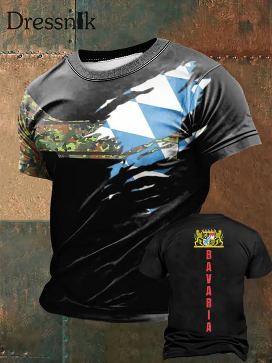 Männer Bavaria bedrucktes Kurzarm-T-Shirt Schwarz / S