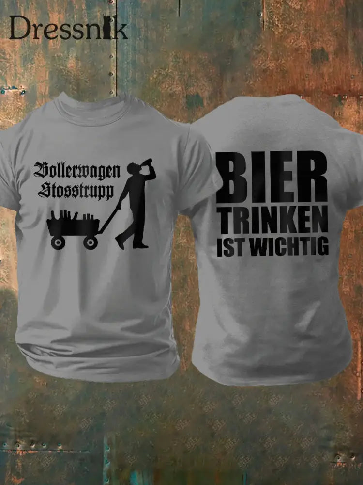 Männer Männer Männer bedrucktes Kurzarm-T-Shirt Grau / S