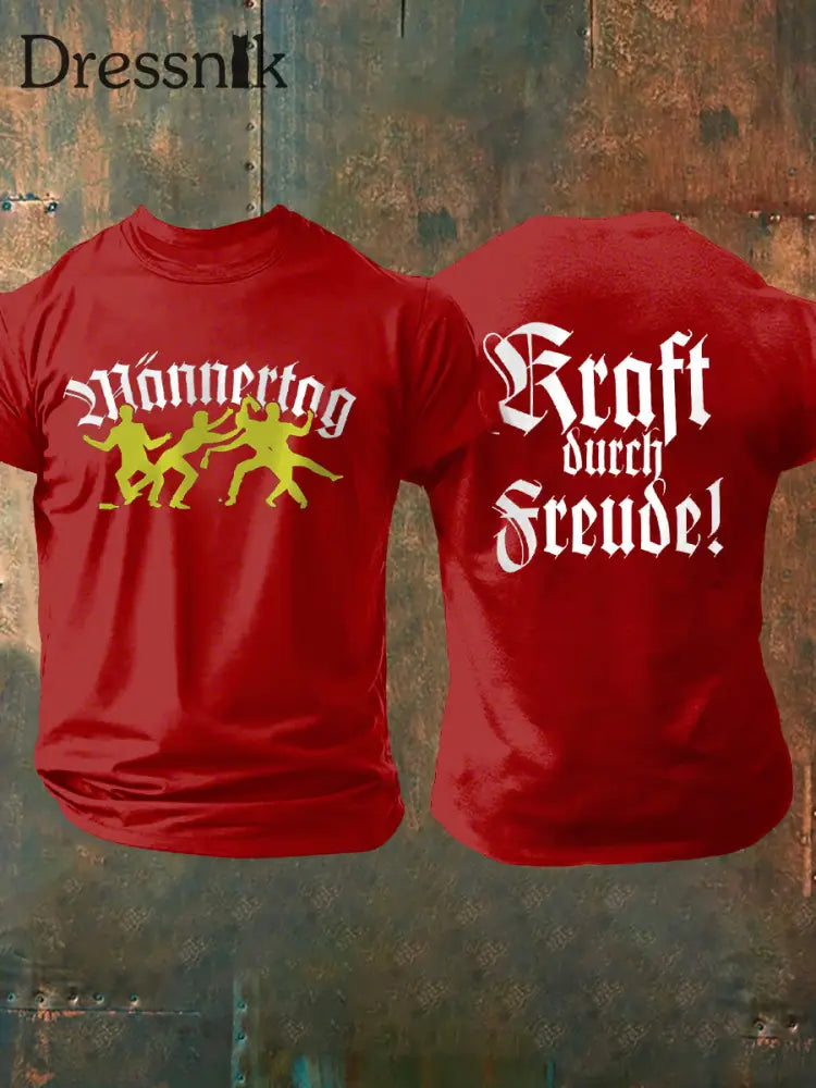 Männer Männer Männer bedrucktes Kurzarm-T-Shirt Rot / S