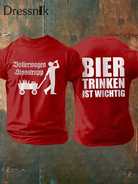 Männer Männer Männer bedrucktes Kurzarm-T-Shirt Rot / S