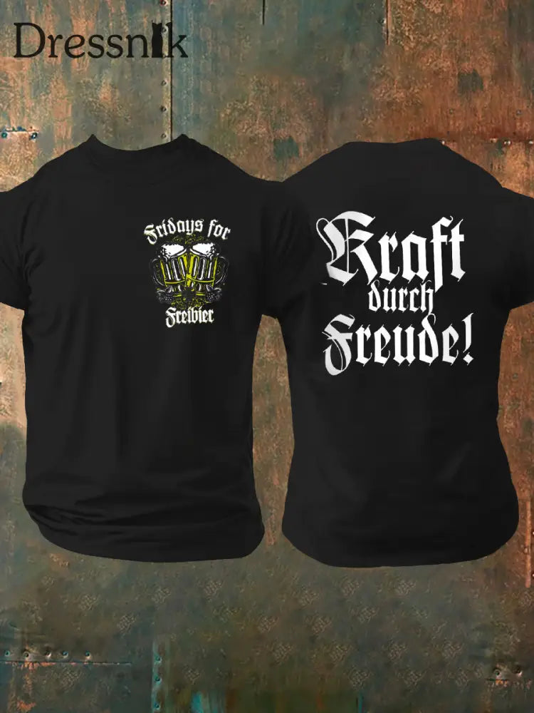 Männer Männer Männer bedrucktes Kurzarm-T-Shirt Schwarz / S