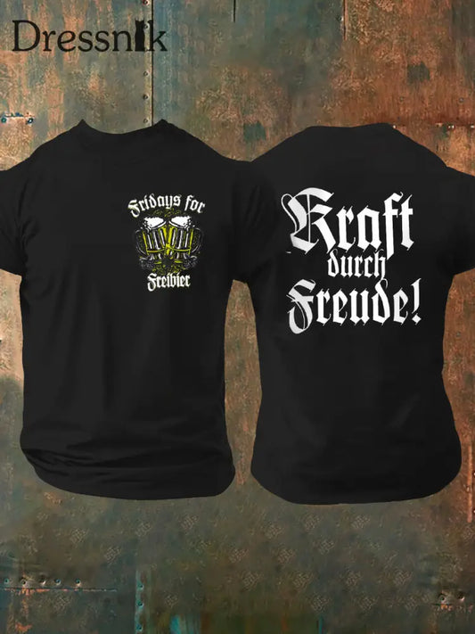 Männer Männer Männer bedrucktes Kurzarm-T-Shirt Schwarz / S