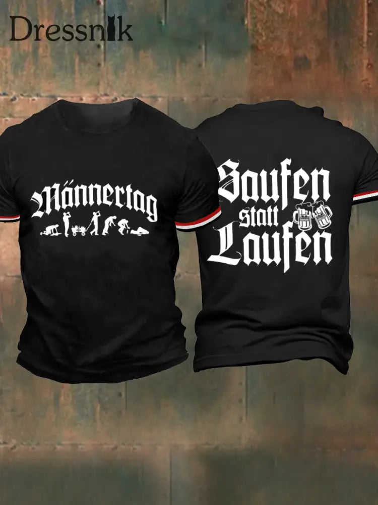 Männer Männer Männer bedrucktes Kurzarm-T-Shirt Schwarz / S