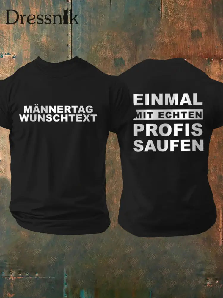 Männer Männer Männer bedrucktes Kurzarm-T-Shirt Schwarz / S