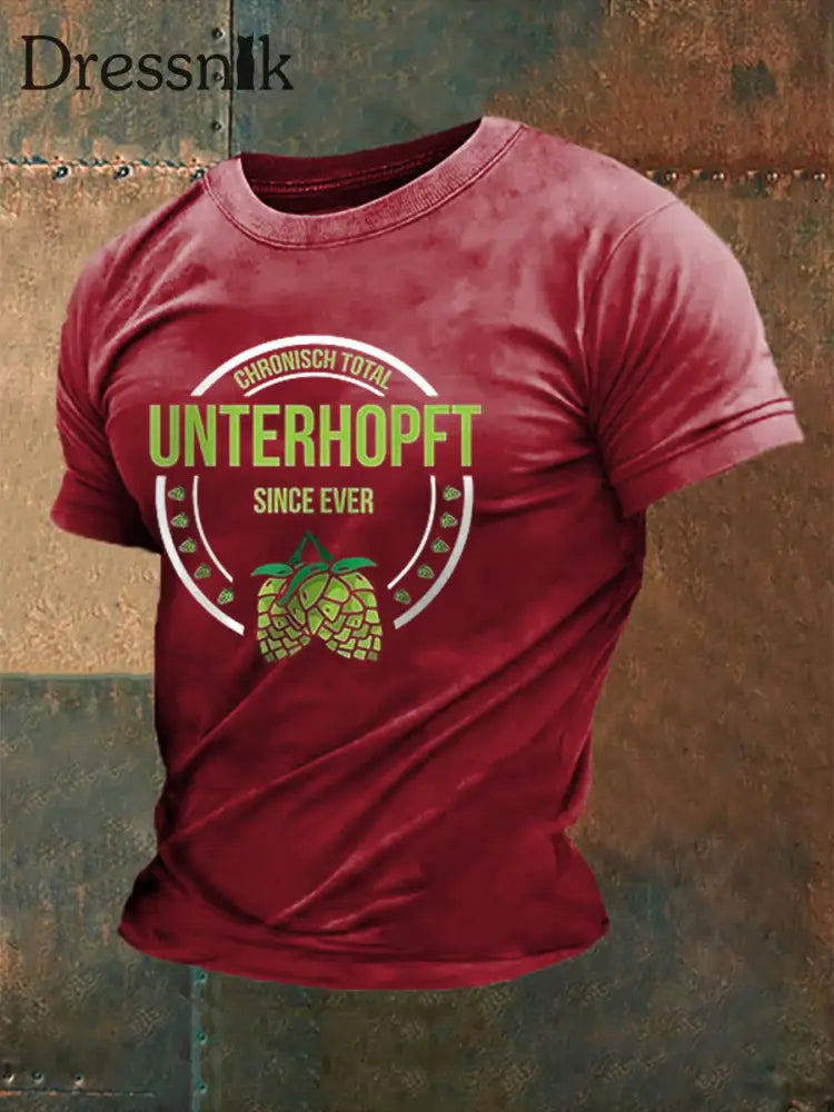 Männer Männer Männer bedrucktes Kurzarm-T-Shirt Tiefrot / S