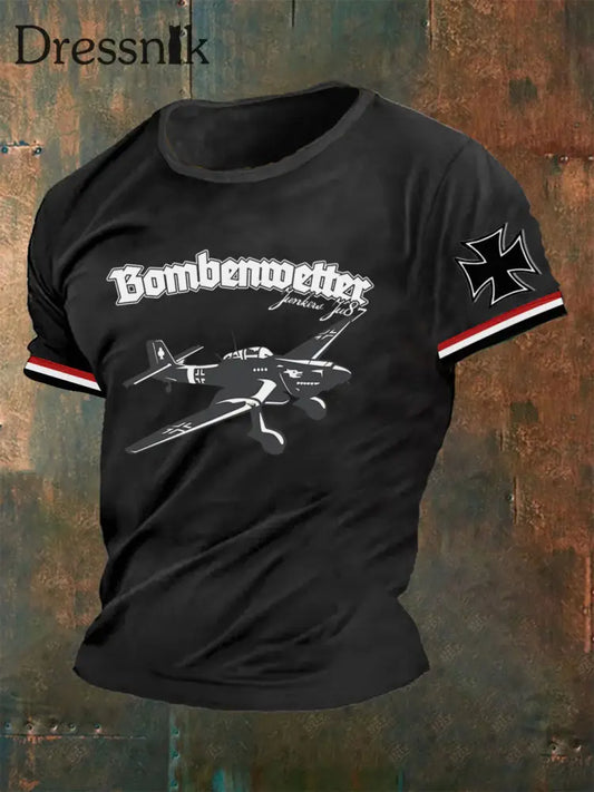 Männer Bomben wetter JU87 Militaria WW II Soldaten Wehrmacht Luftwaffe Flugzeug T-Shirt Schwarz / S