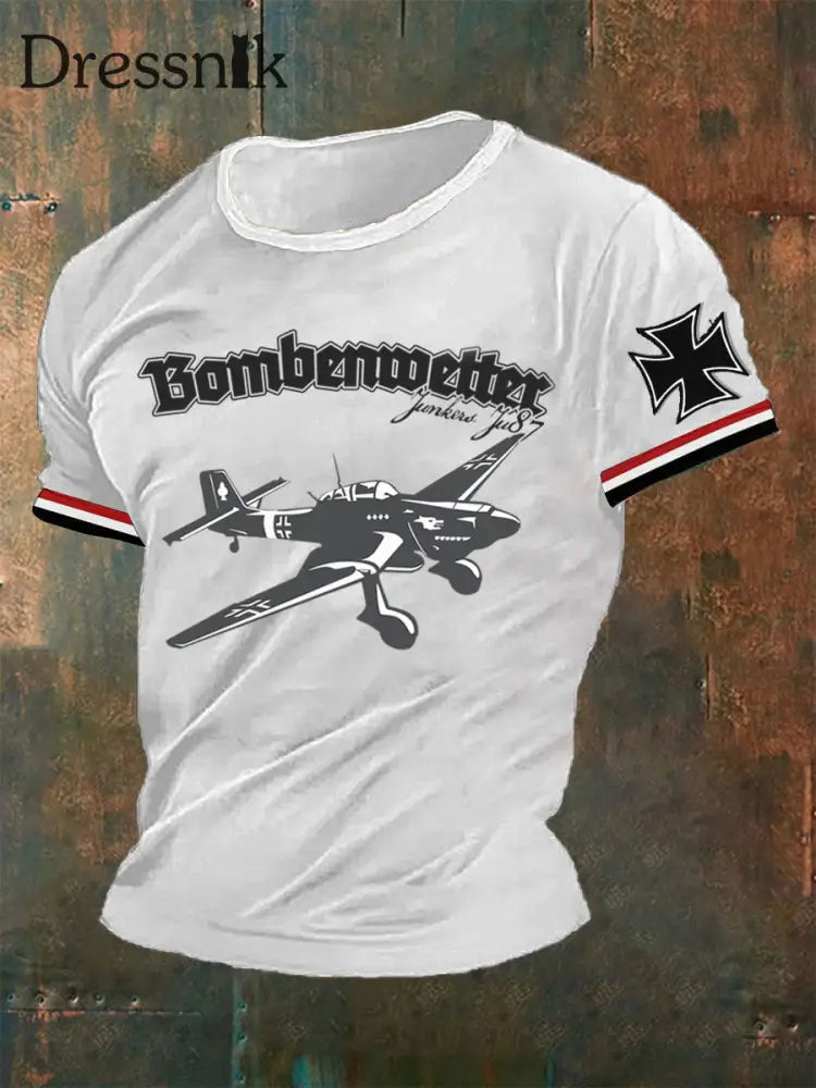 Männer Bomben wetter JU87 Militaria WW II Soldaten Wehrmacht Luftwaffe Flugzeug T-Shirt Weiß / S