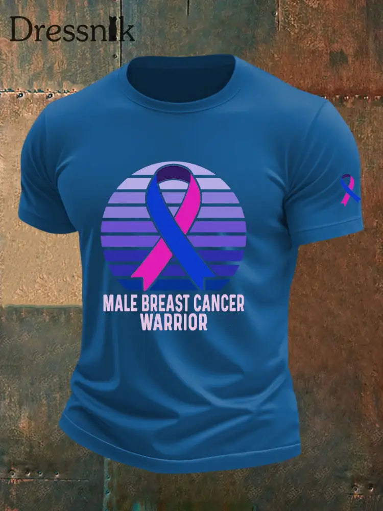 Männer Brustkrebs Bewusstseins druck Casual T Shirt Blau / S