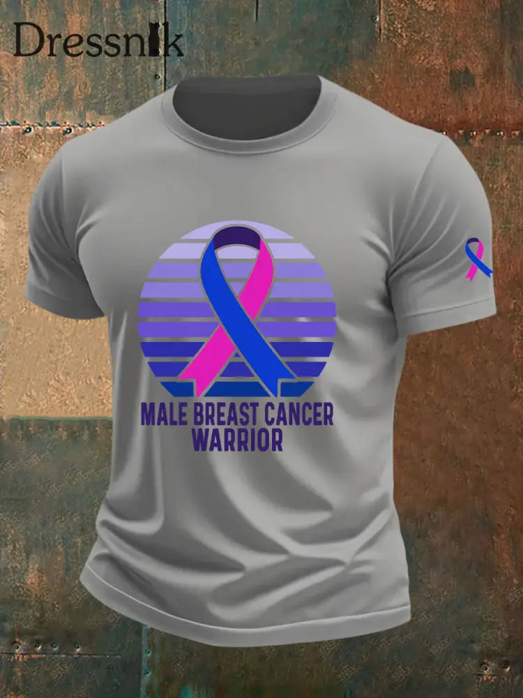 Männer Brustkrebs Bewusstseins druck Casual T Shirt Hellgrau / S