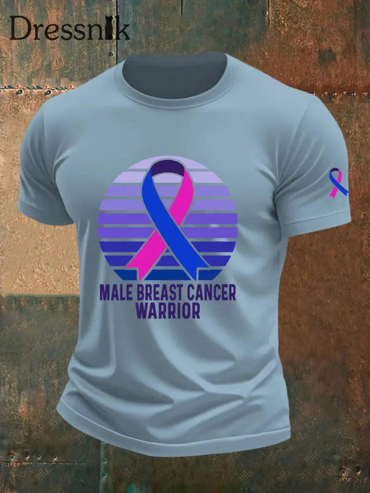 Männer Brustkrebs Bewusstseins druck Casual T Shirt Himmelblau / S