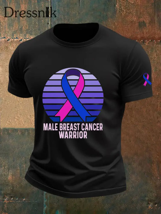Männer Brustkrebs Bewusstseins druck Casual T Shirt Schwarz / S