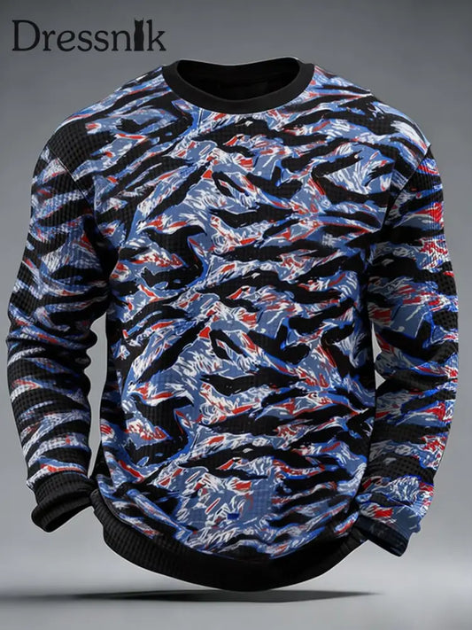 Männer Camouflage Waffel Langarm T-Shirt als bild / S