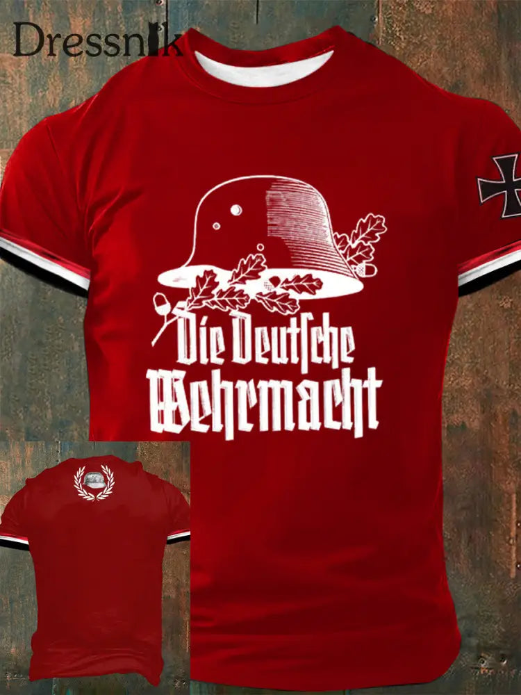 Männer Der Stahlhelm bedrucktes Kurzarm-T-Shirt Rot / S