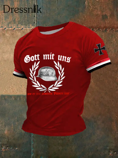 Männer Der Stahlhelm bedrucktes Kurzarm-T-Shirt Rot / S