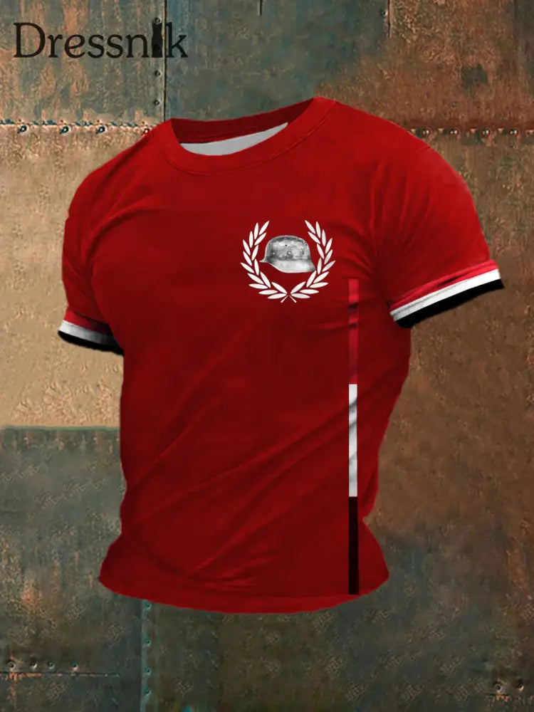 Männer Der Stahlhelm bedrucktes Kurzarm-T-Shirt Rot / S