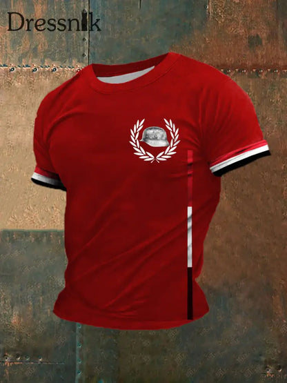 Männer Der Stahlhelm bedrucktes Kurzarm-T-Shirt Rot / S