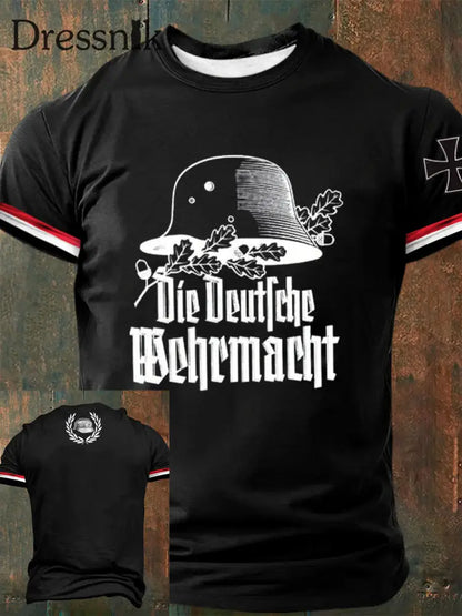 Männer Der Stahlhelm bedrucktes Kurzarm-T-Shirt Schwarz / S
