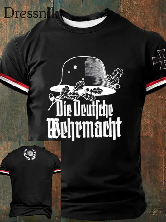Männer Der Stahlhelm bedrucktes Kurzarm-T-Shirt Schwarz / S