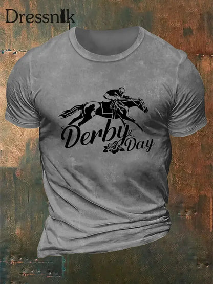 Männer Derby Day Print T-Shirt Hellgrau / S