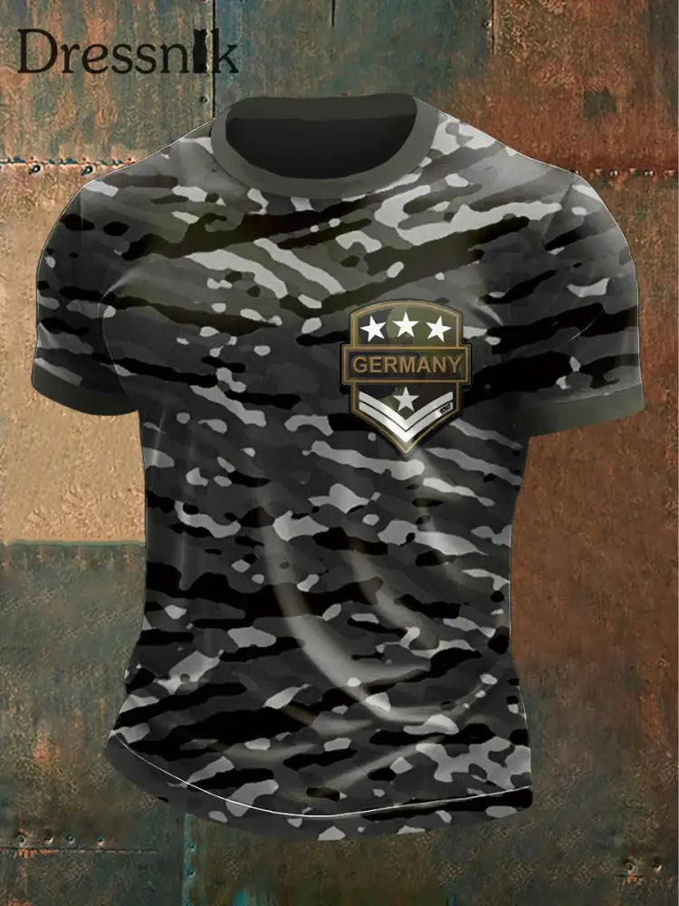 Männer deutsche Armee Camouflage Print Casual T-Shirt Tarnung / S