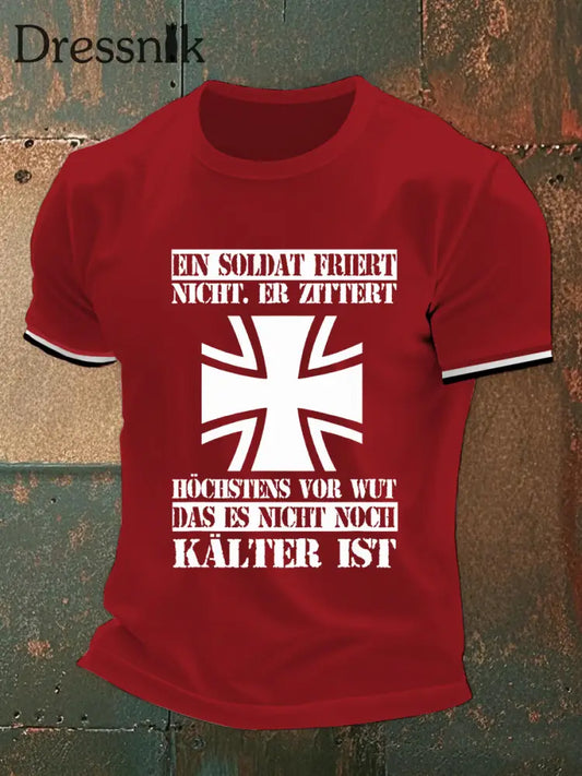 Männer deutsche Armee Soldaten kurze Ärmel T-Shirt Rot / S