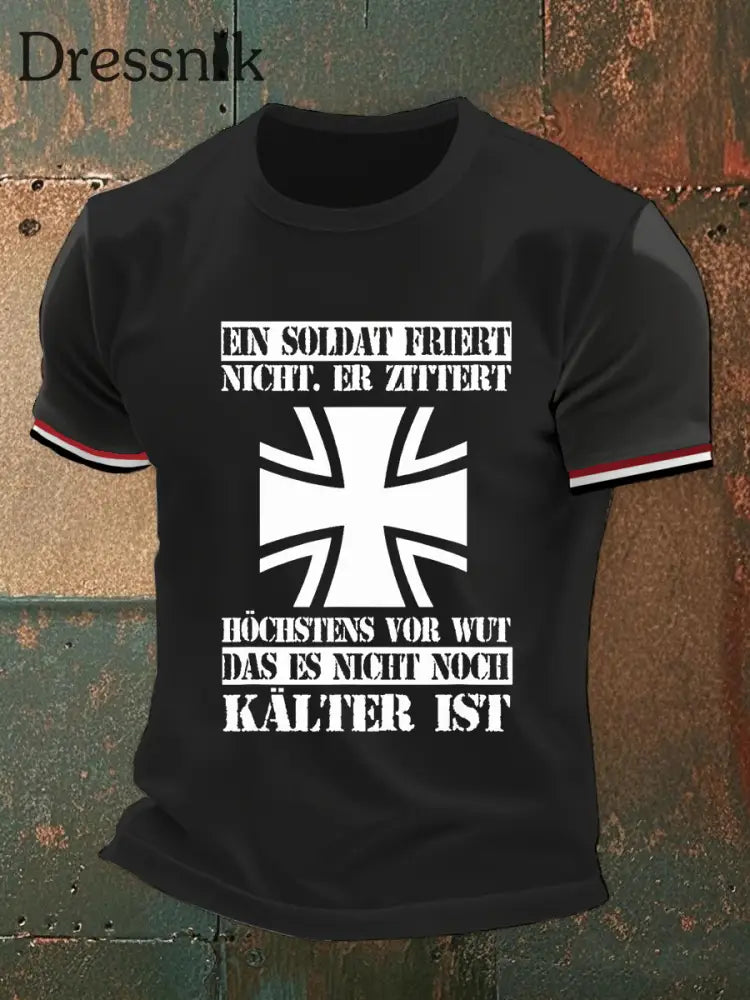 Männer deutsche Armee Soldaten kurze Ärmel T-Shirt Schwarz / S