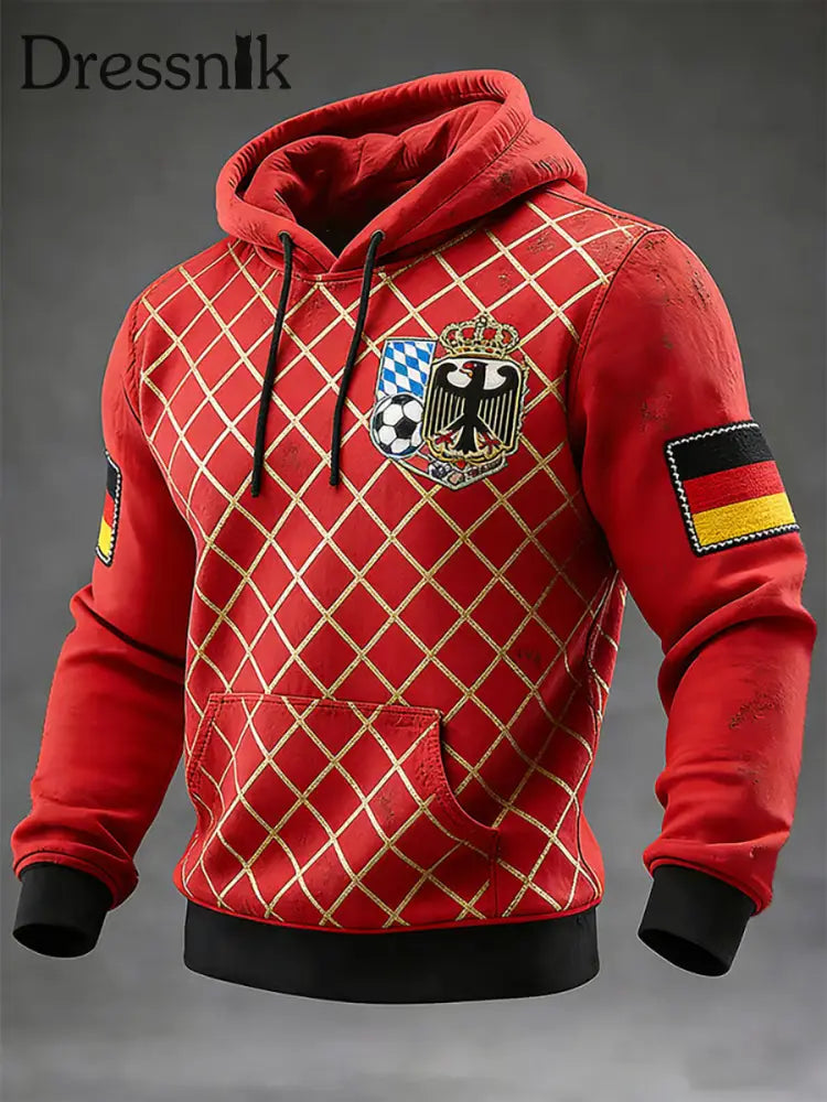 Männer deutscher Fußball 2026 Unterstützer Hoodie Rot / S