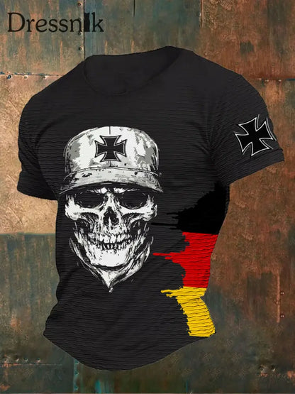 Männer Deutsches Eisernes Kreuz Schädel Print T-Shirt Schwarz / S