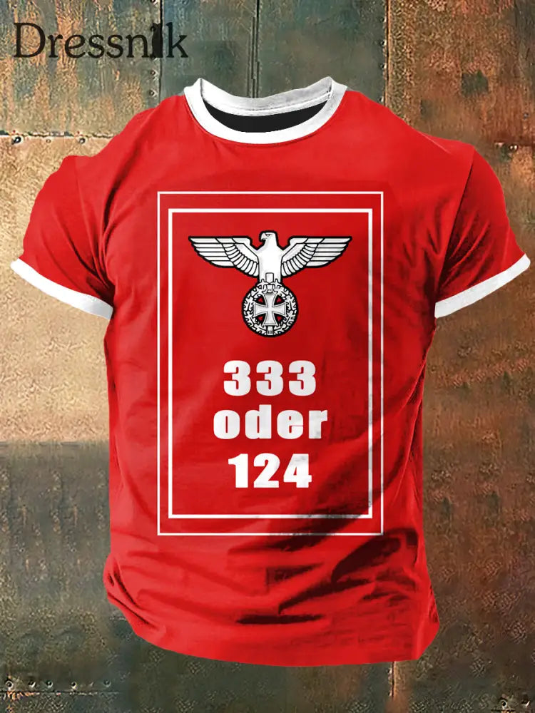 Männer Deutschland 333 oder 124 Print Vintage Mode Kurzarm T-Shirt Rot / S