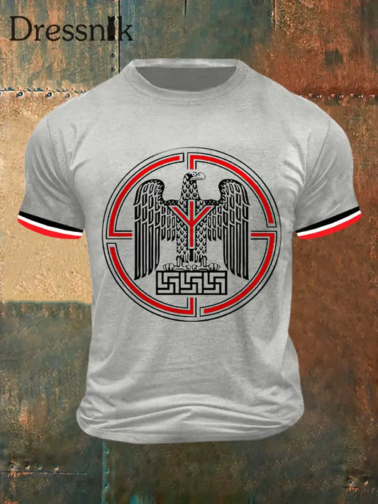 Männer Deutschland Adler Print Vintage Mode Kurzarm T-Shirt Grau / S