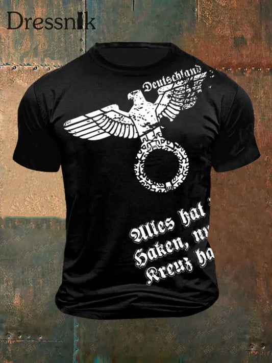 Männer Deutschland Adler Print Vintage Mode Kurzarm T-Shirt Schwarz / S