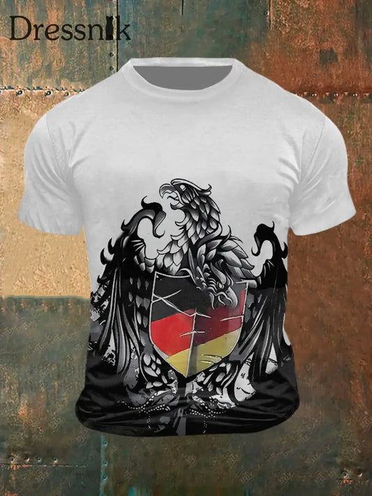 Männer Deutschland Adler Print Vintage Mode Kurzarm T-Shirt Weiß / S
