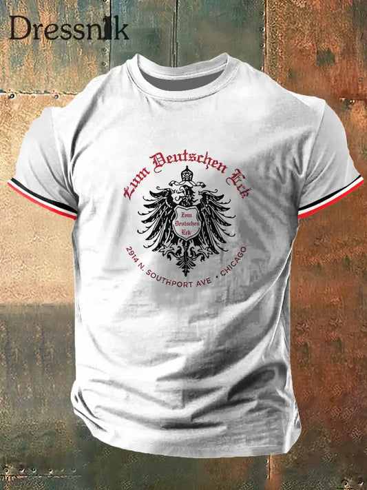 Männer Deutschland Adler Print Vintage Mode Kurzarm T-Shirt Weiß / S