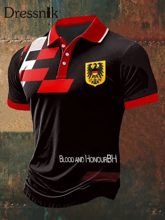 Männer Deutschland BH Print Polo Hals Kurzarm T-Shirt bunt / S