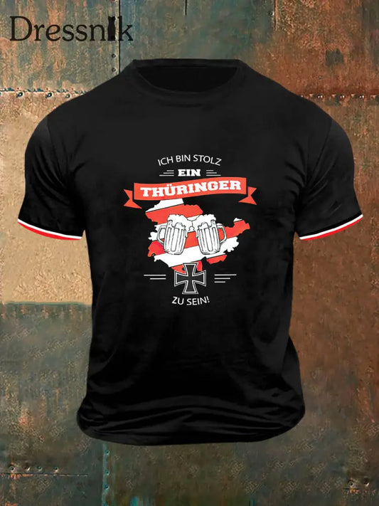 Männer Deutschland Bier Print Vintage Mode Kurzarm T-Shirt Schwarz / S