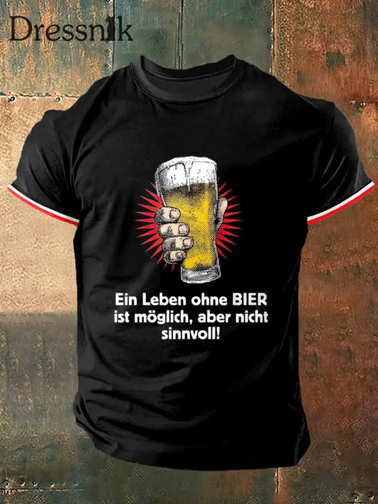 Männer Deutschland Bier Print Vintage Mode Kurzarm T-Shirt Schwarz / S