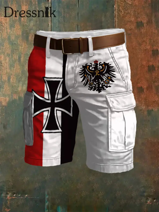 Männer Deutschland Eisernes Kreuz Kunstdruck Overalls Shorts Weiß / S