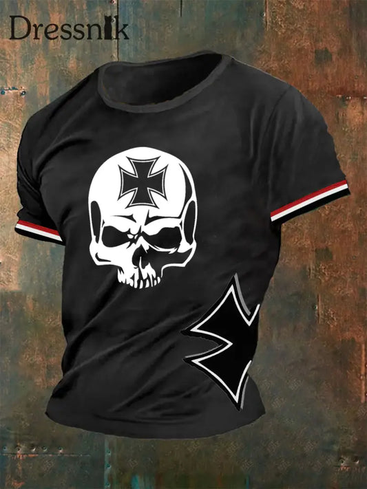 Männer Deutschland Eisernes Kreuz Schädel bedrucktes T-Shirt Schwarz / S