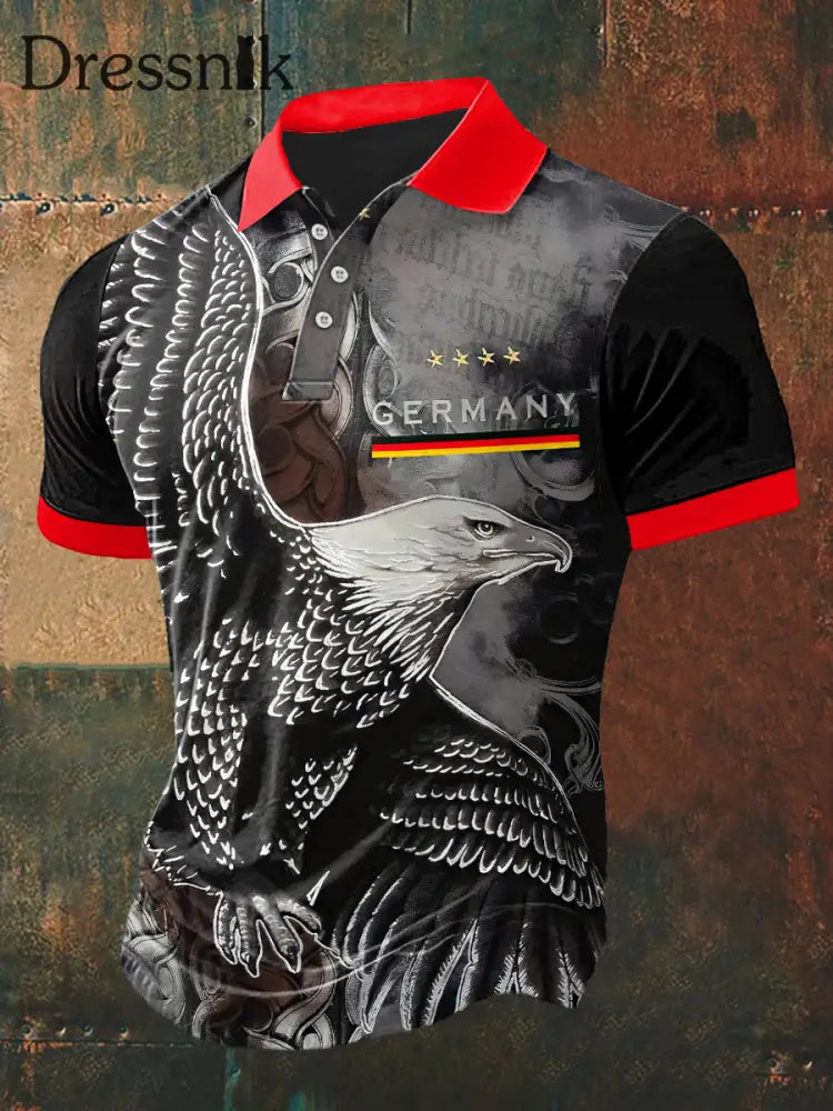 Männer Deutschland Fünf Sterne Print Polo Hals Kurzarm T-Shirt bunt / S