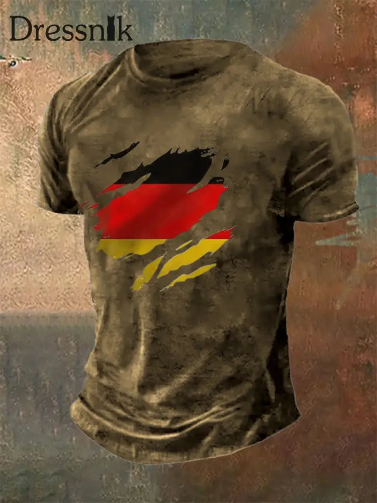 Männer Deutschland Grafik gedruckt Kurzarm T-Shirt Braun / S