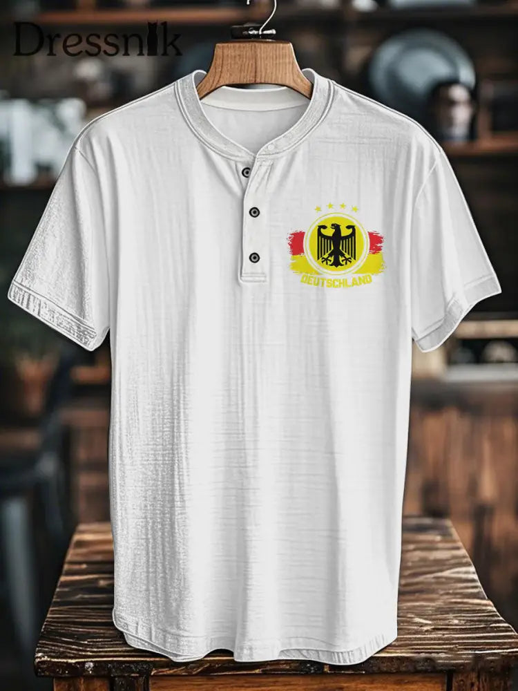 Männer Deutschland Henley T-Shirt Weiß / S