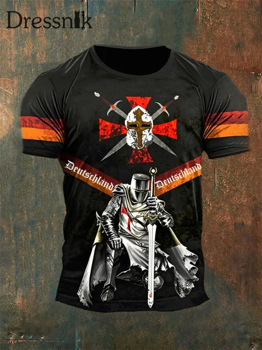 Männer Deutschland Knight Krieger bedrucktes Kurzarm T-Shirt als bild / S